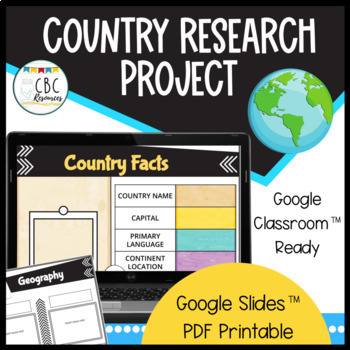 Preview of Country Research Project and Report with Google Slides and PDF Printable