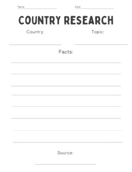 Preview of Country Research Template