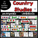 Country Study Big Bundle PowerPoints and Worksheet Booklets