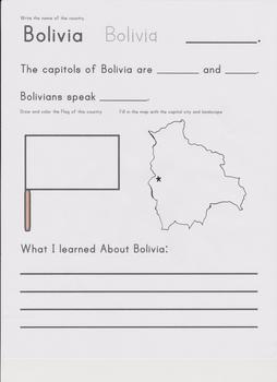 Preview of Country Study Sheet- Bolivia