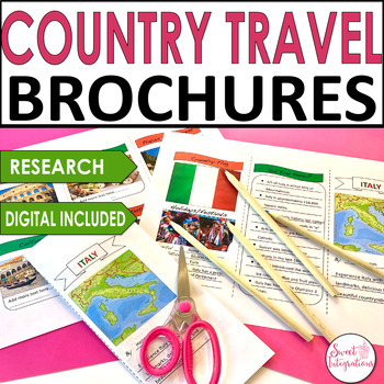 Preview of Country Travel Brochure Research Social Studies - Templates and Digital