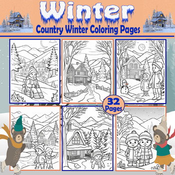 Country Winter Coloring Book for Adults: Easy Large Print Cozy Cabins, Farms and Landscapes A Country Winter Coloring Pages. [Book]