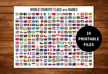 world flags with names printable