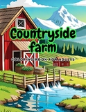 Countryside farm coloring book for adults:Country Farm Houses