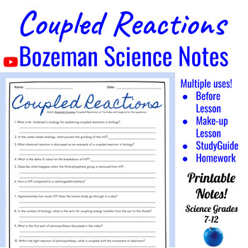 Preview of Coupled Reactions Comprehensive Worksheet | Bozeman Science