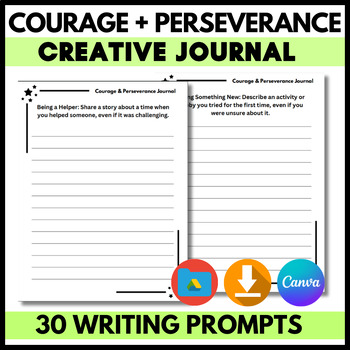 Preview of Perseverance Journal for Self Esteem & Self Reflection: Creative Writing 