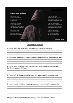 Preview of Courage - Poetry Reading Comprehension Worksheet