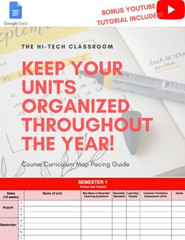 Preview of Course Curriculum Map Pacing Guide - Editable (Tutorial video included!)