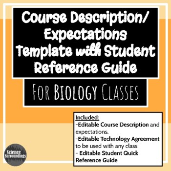 Preview of Biology Course Description and Expectations & Technology Agreement EDITABLE