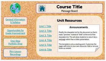 Preview of Course Message Board Hyperdoc Template (Class Website Google Slides) V1