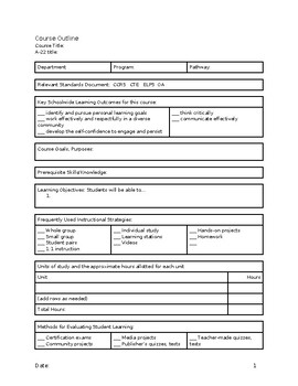 Preview of Course Outline Form (editable and fillable resource)