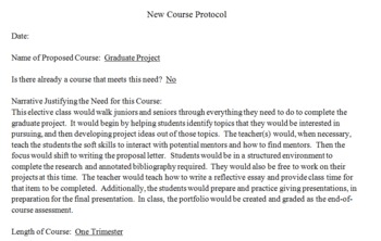 Preview of Course Proposal For Graduate/Senior Project