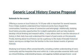 Preview of Course Proposal for Local History