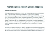 Course Proposal for Local History
