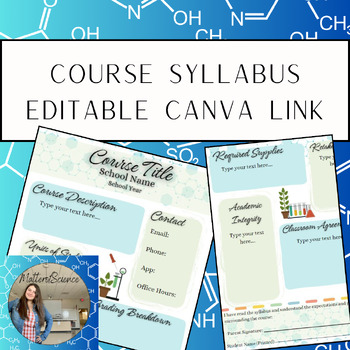 Preview of Course Syllabus- Editable Canva Link