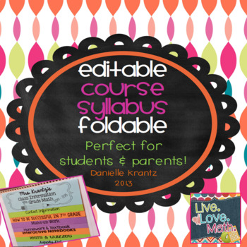 Preview of Course Syllabus Foldable - EDITABLE