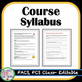 Preview of FACS Course Syllabus | Food Nutrition Consumer Education and Sewing Course