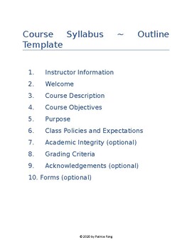 Preview of Course Syllabus - Outline Template