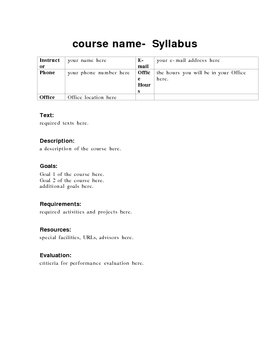 Preview of Course Syllabus Template