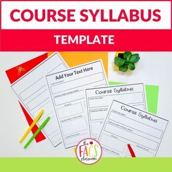 Preview of Middle School and High School Syllabus Template print and digital