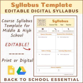 Preview of Course Syllabus Templates | EDITABLE Google Slides | Back to School