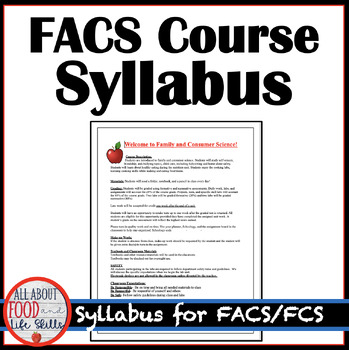 Preview of Course Syllabus in FACS, FCS, Family and Consumer Science