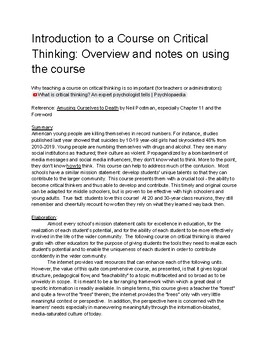 critical thinking freshman course pdf download
