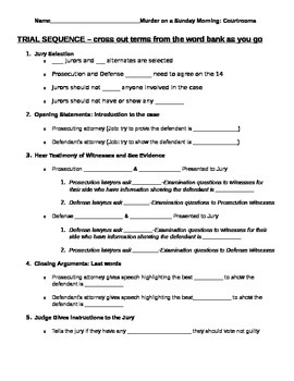 Courtroom Appearance and Trial Timeline Worksheet - criminal law by Amy