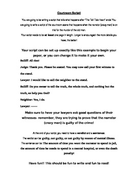 Preview of Courtroom Script to go with the Tell Tale Heart