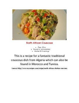 Preview of Couscous Cooking Lesson Visual Cue Carda Africa Theme