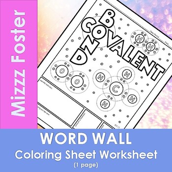 Preview of Covalent Bond Word Wall Coloring Sheet