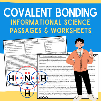 Preview of Covalent Bonding: Informational Science Passage, Worksheets, & Vocabulary