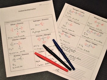 Covalent Bonding Practice Worksheet by Teacher Erica's Science Store