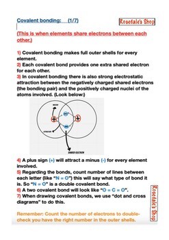 Preview of Covalent Bonding Revision Guide with Dot & Cross Examples | Printable PDF