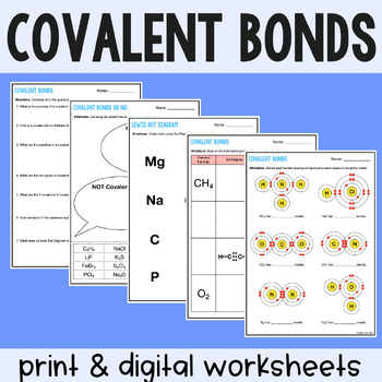 Preview of Covalent Bonds Practice Worksheets