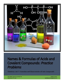 Preview of Covalent Compounds: Writing Names and Formulas Practice and Review Worksheet
