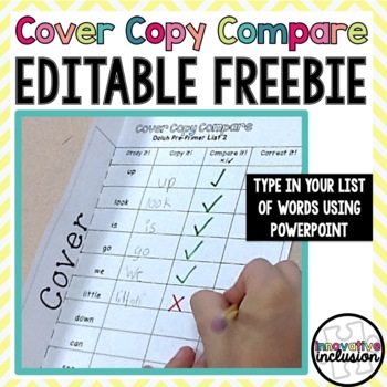 Cover Copy Compare | Evidence-Based Spelling Intervention | FREEBIE