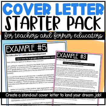 Preview of Cover Letter Examples for Transitioning Teachers to EdTech