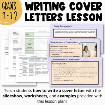 Cover Letter Writing Lesson with Template, Graphic Organizer and Rubric ...