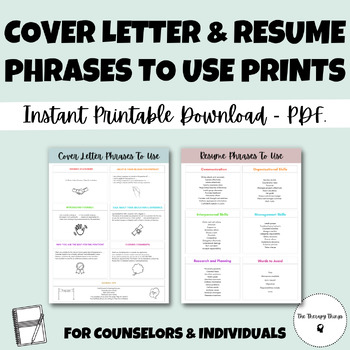 Preview of Cover Letter and Resume Phrases to Use Prints