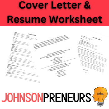 Preview of Cover Letter and Resume Worksheets