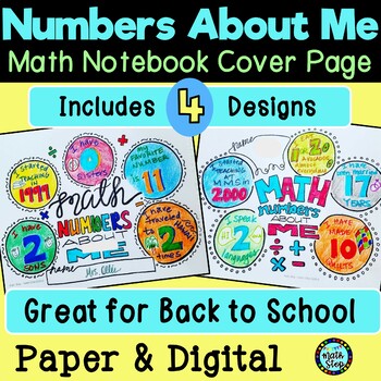 Preview of Cover Page for Math Notebook Beginning of Year Get to Know You | PAPER & DIGITAL