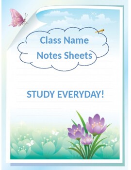 Preview of Cover Sheet for Notes Folder