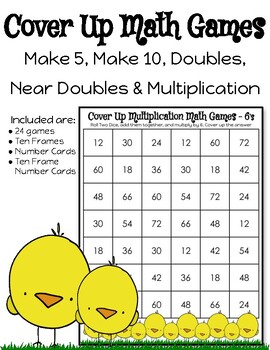 Preview of Cover Up Math Games - Baby Chicks Easter Theme for April