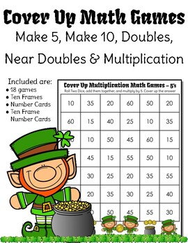 Preview of Cover Up Math Games - St. Patrick's Day Theme for March