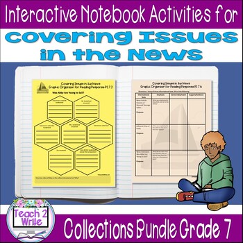 Preview of Covering Issues in the News Interactive Notebook Activities Collections Grade 7