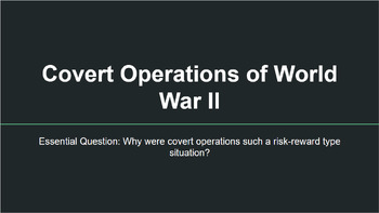 Preview of Covert Operations of World War II Unit