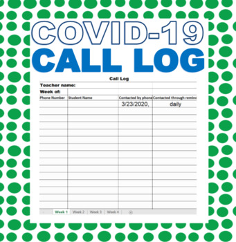 Preview of Covid-19 Call Log *perfect to send to your administrator*