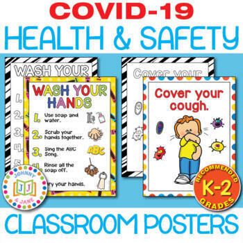 Preview of Covid-19 Classroom Posters - Health and Safety (K-2) + Digital