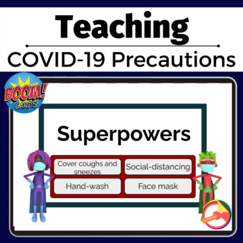 Preview of Covid-19 Precautions - Superpowers Against Virus! | Boom Cards™